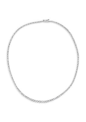 14K White Gold & Diamond Three-Prong Tennis Necklace