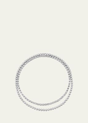 14K White Gold Celestial Double Strand Lab Created/VRAI Created Diamond Tennis Necklace