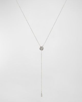 14K White Gold Circlet Diamond Lariat Necklace