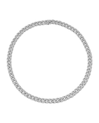 14k White Gold Diamond Pave-Link Necklace