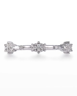 14k White Gold Diamond Starburst Ring, Size 7