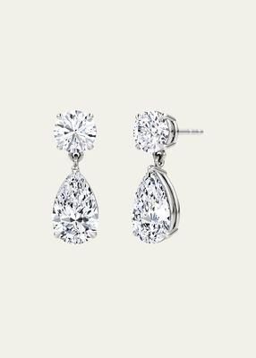 14K White Gold Duo Pear Diamond Drop Earrings