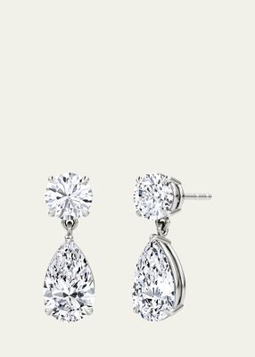 14K White Gold Duo Pear Lab Created/VRAI Created Diamond Drop Earrings