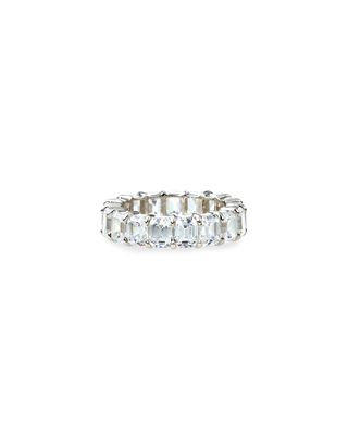 14k White Gold Emerald-Cut Eternity Ring, Size 6-8