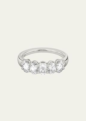 14K White Gold Oval Diamond 5-Stone Band Ring