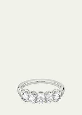 14K White Gold Oval Lab Created/VRAI Created Diamond 5-Stone Band Ring