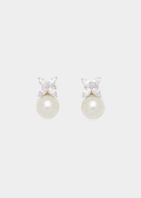 14K White Gold Pearly Post Earrings