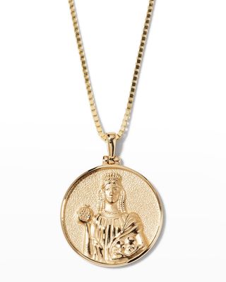 14k White Gold Persephone Coin Pendant Necklace