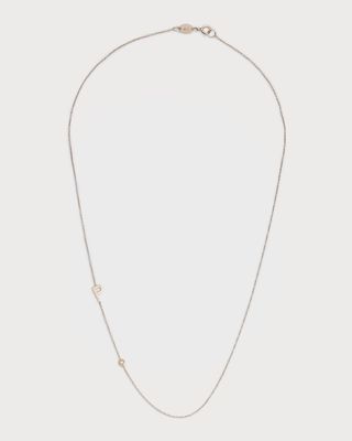 14k White Gold Personalized 0.03ct Asymmetric Initial & Diamond Bezel Necklace