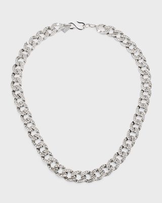 14K White Gold Plated Crystal Curb Link Necklace