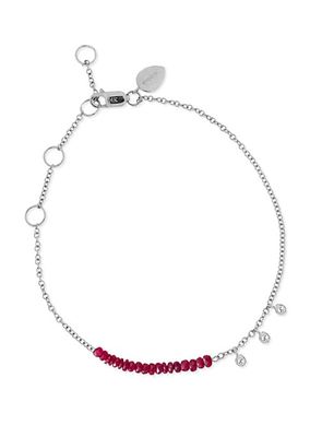 14K White Gold, Ruby, & Diamond Bracelet