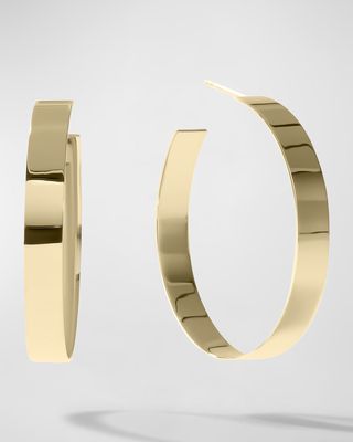 14K Yellow Gold 35mm Flat Vanity Hoop Earrings