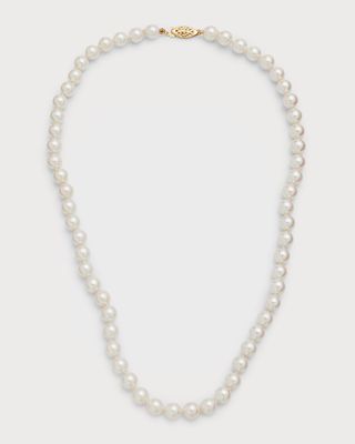 14k Yellow Gold Akoya Pearl Necklace, 20"
