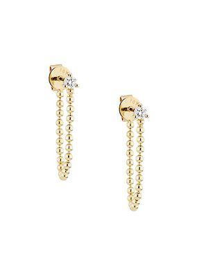 14K Yellow Gold & 0.18 TCW Diamond Chain Drop Earrings