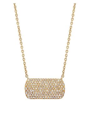 14K Yellow Gold & 0.24 TCW Diamond Bar Pendant Necklace