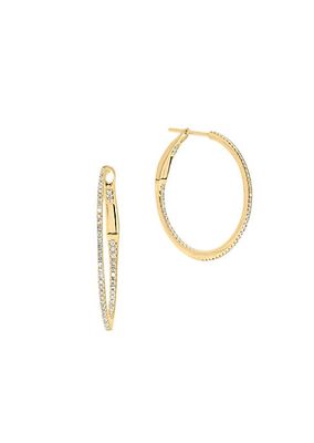 14K Yellow Gold & 0.28-0.32 TCW Diamond Hoop Earrings