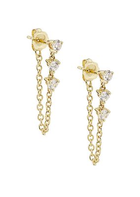 14K Yellow Gold & 0.4 TCW Diamonds Chain Drop Earrings