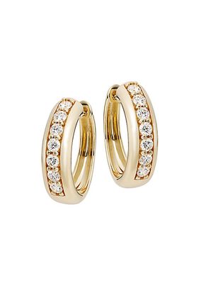 14K Yellow Gold & 0.48 TCW Diamond Hoop Earrings