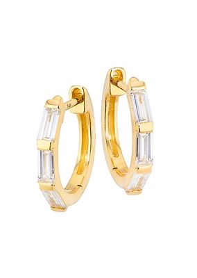 14K Yellow Gold & 0.52 TCW Diamond Huggie Hoop Earrings