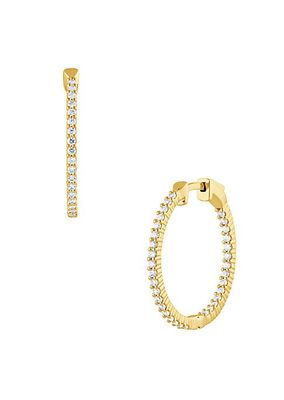 14K Yellow Gold & 0.72 TCW Natural Diamond Inside-Out Hoop Earrings