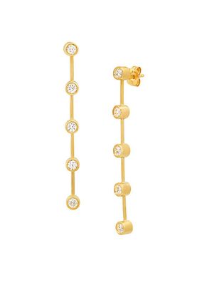 14K Yellow Gold & 0.75 TCW Diamond Bar Earrings
