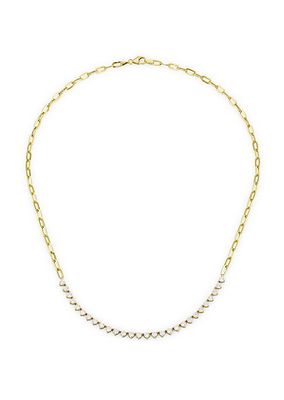 14K Yellow Gold & 2 TCW Diamond Paperclip Necklace