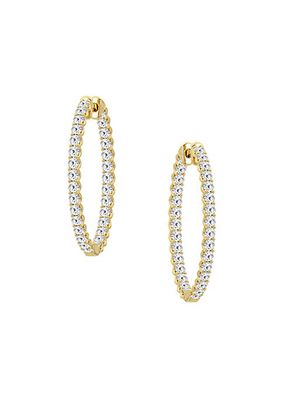 14K Yellow Gold & 3 TCW Natural Diamond Inside-Out Hoop Earrings