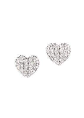 14K Yellow Gold & Diamond Heart Stud Earrings