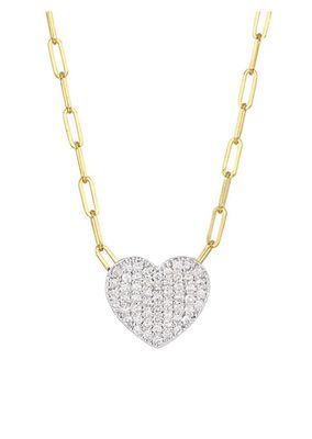 14K Yellow Gold & Diamond Mini Heart Pendant Necklace