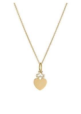 14k Yellow Gold & Diamond Mini Hidden Diamond Heart Pendant Necklace