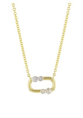 14K Yellow Gold & Diamond Oval Pendant Necklace