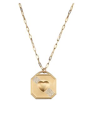 14K Yellow Gold & Diamond Puffy-Heart Pendant Necklace