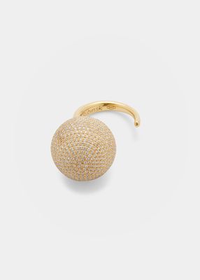 14K Yellow Gold and Diamond Sphere Open Ring