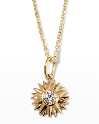 14k Yellow Gold & Diamond Sunburst Charm Necklace