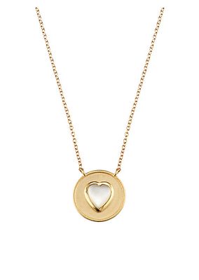 14K Yellow Gold & Mother-Of-Pearl Heart Pendant Necklace