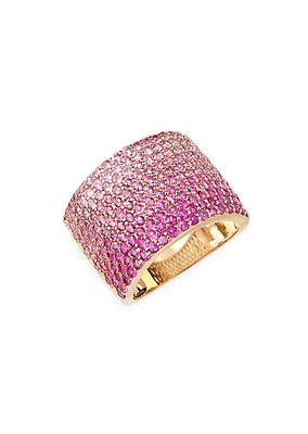 14K Yellow Gold & Ombré Pink Sapphire Ring