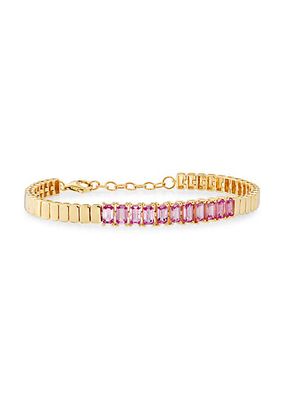 14K Yellow Gold & Pink Sapphire Tennis Bracelet