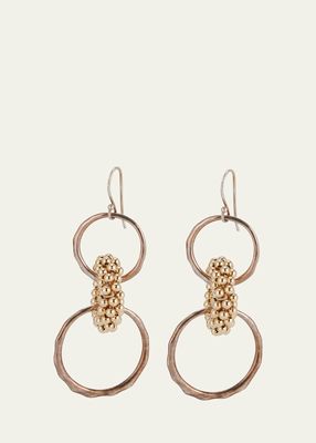 14K Yellow Gold and Sterling Silver Drop Earrings