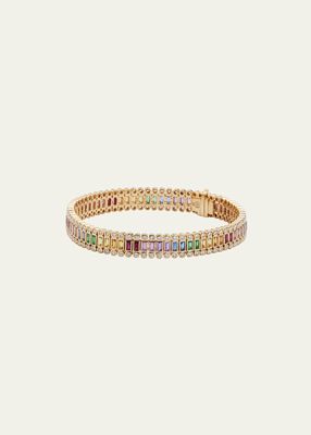 14K Yellow Gold Baguette and Round Bezel Stacked Eternity Bracelet