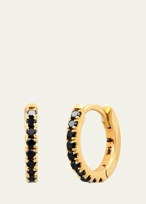 14K Yellow Gold Black Diamond Pave Huggie Earrings