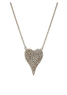 14K Yellow Gold, Black-Rhodium-Plated Silver & 1.1 TCW Diamond Heart Pendant Necklace