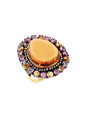 14K Yellow Gold, Black Rhodium-Plated Silver & Multi-Gemstone Cocktail Ring