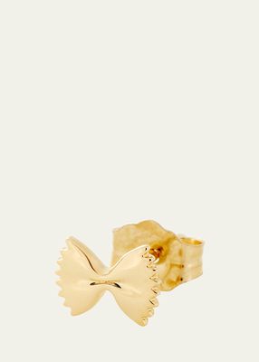 14K Yellow Gold Bowtie Pasta Stud Earring, Single