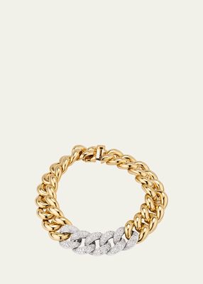 14k Yellow Gold Chain Link Bracelet With Pave Diamonds
