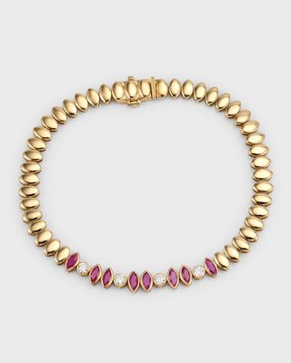 14K Yellow Gold Chemin Ruby and Diamond Bracelet