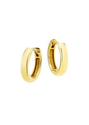 14K Yellow Gold Chubby Huggie Hoop Earrings