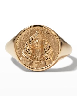 14k Yellow Gold Cleopatra Signet Ring