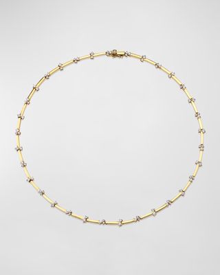 14k Yellow Gold Diamond Cocktail Bar Eternity Necklace