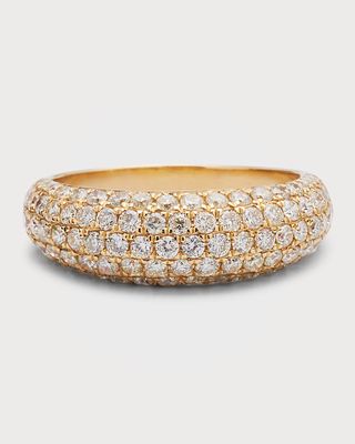 14K Yellow Gold Diamond Curve Band Ring, Size 7