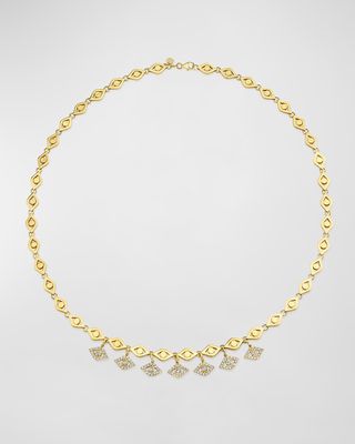 14k Yellow Gold Diamond Evil Eye Charm Necklace
